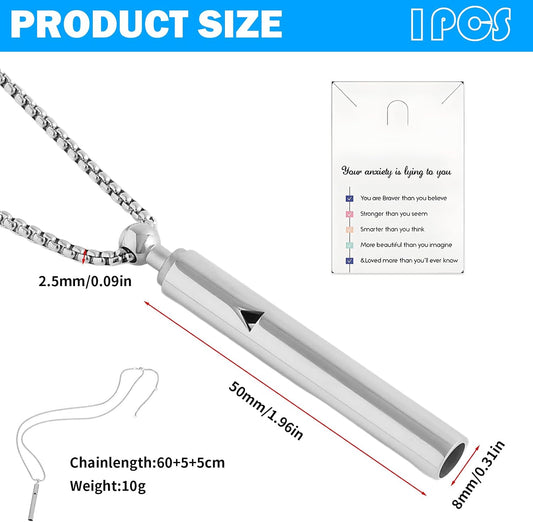 1 Pcs Anxiety Necklace Breathing,Mindful Breathing Necklace,Natural Calm,