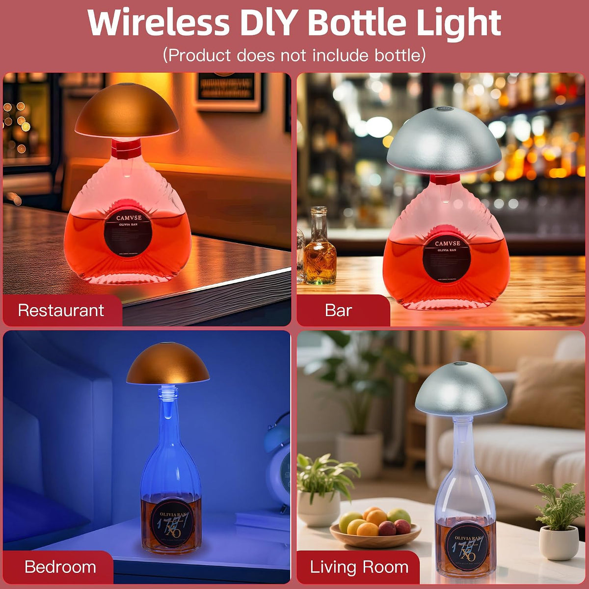 Long Distance Touch Lamps Set of 2, No Subscription, Wifi Relationships Touch Lamp, Couples Friends & Family, Stay Connected from Anywhere, Pre-Paired Smart Wireless Bottle Lamp, Lovers Gift Ready