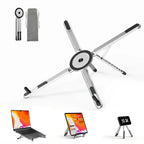 Viozon Portable Laptop Stand for Desk, Foldable Adjustable Computer Riser with Magnetic Phone Holder, Aluminum Laptop Stand for 10–16” Laptops & 4–13” Phones/Tablets (Silver),Back to School,Back to School Haul