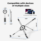 Viozon Portable Laptop Stand for Desk, Foldable Adjustable Computer Riser with Magnetic Phone Holder, Aluminum Laptop Stand for 10–16” Laptops & 4–13” Phones/Tablets (Silver),Back to School,Back to School Haul